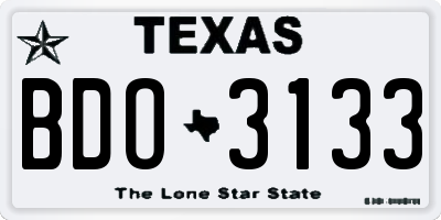 TX license plate BDO3133
