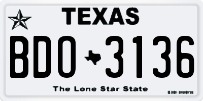 TX license plate BDO3136