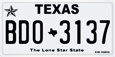 TX license plate BDO3137