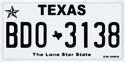 TX license plate BDO3138