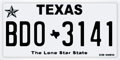 TX license plate BDO3141