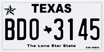 TX license plate BDO3145