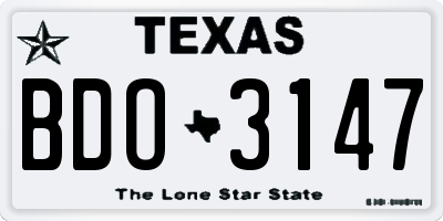 TX license plate BDO3147