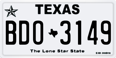 TX license plate BDO3149