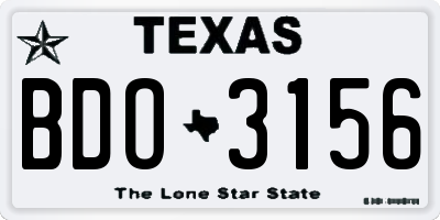 TX license plate BDO3156