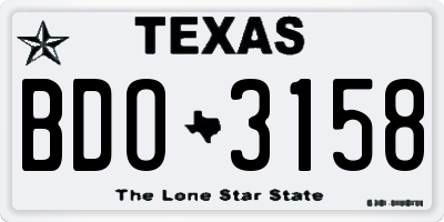TX license plate BDO3158