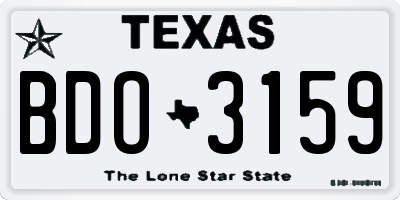 TX license plate BDO3159