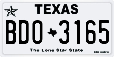 TX license plate BDO3165