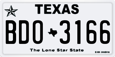 TX license plate BDO3166