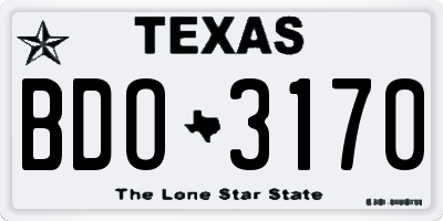 TX license plate BDO3170