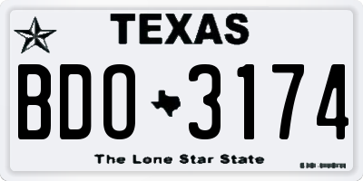 TX license plate BDO3174
