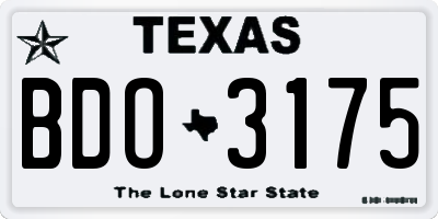 TX license plate BDO3175