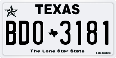 TX license plate BDO3181