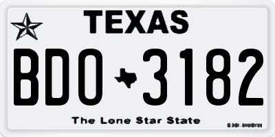 TX license plate BDO3182