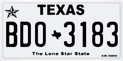 TX license plate BDO3183