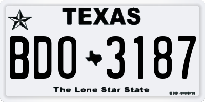 TX license plate BDO3187