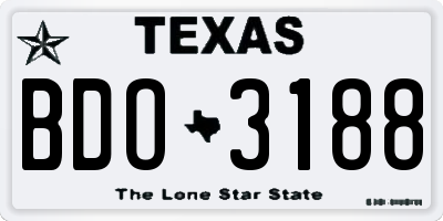 TX license plate BDO3188