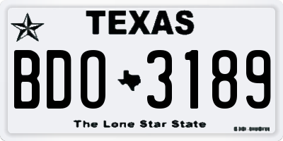 TX license plate BDO3189