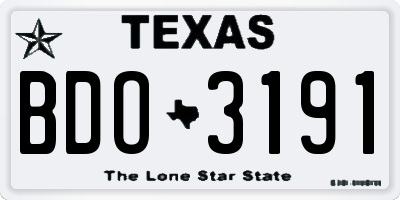 TX license plate BDO3191