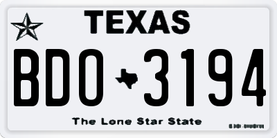 TX license plate BDO3194