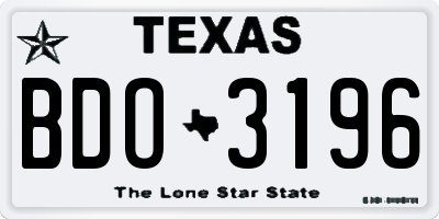 TX license plate BDO3196