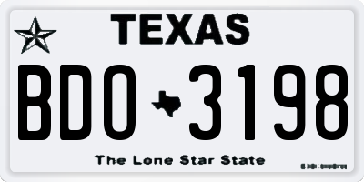 TX license plate BDO3198