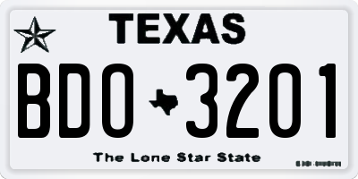 TX license plate BDO3201
