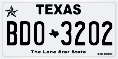 TX license plate BDO3202