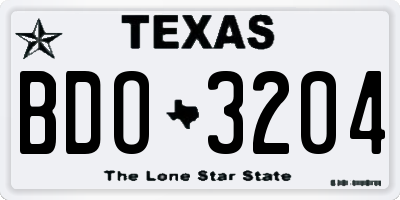 TX license plate BDO3204