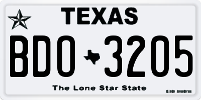 TX license plate BDO3205