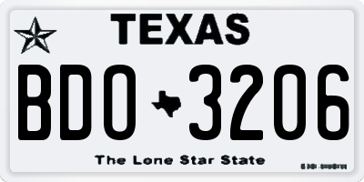 TX license plate BDO3206