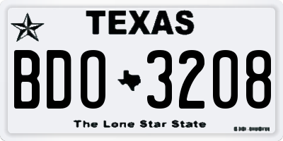 TX license plate BDO3208