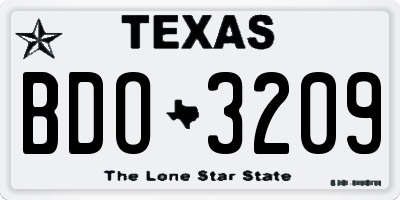 TX license plate BDO3209