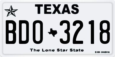 TX license plate BDO3218