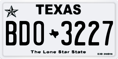 TX license plate BDO3227