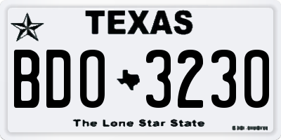 TX license plate BDO3230