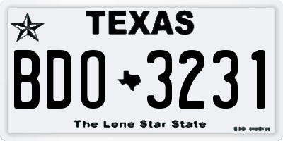 TX license plate BDO3231