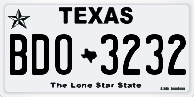 TX license plate BDO3232