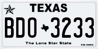 TX license plate BDO3233