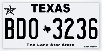 TX license plate BDO3236