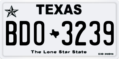 TX license plate BDO3239