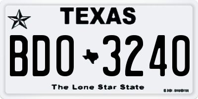 TX license plate BDO3240