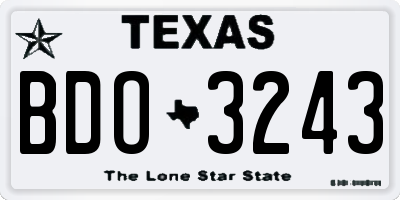 TX license plate BDO3243