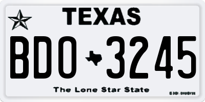 TX license plate BDO3245