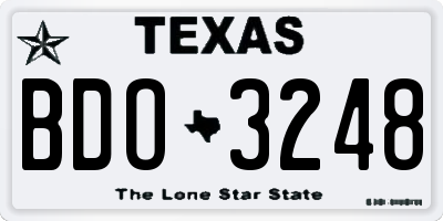 TX license plate BDO3248