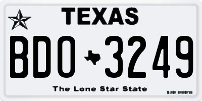 TX license plate BDO3249