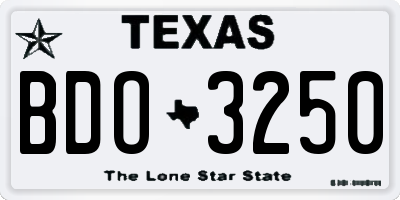 TX license plate BDO3250