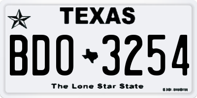 TX license plate BDO3254