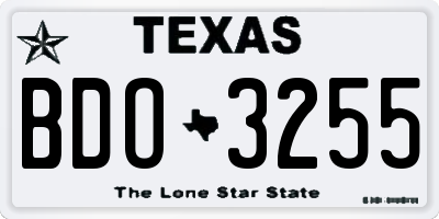 TX license plate BDO3255