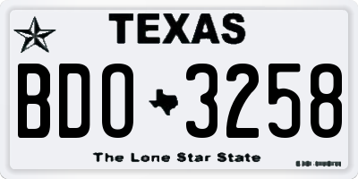 TX license plate BDO3258